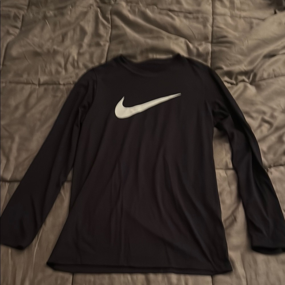 Nike Black Long Sleeve Tee with White Swoosh